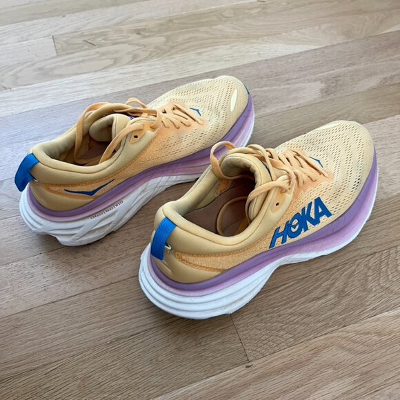 Hoka One One Yellow and Blue Athletic Shoes - Picture 6 of 13